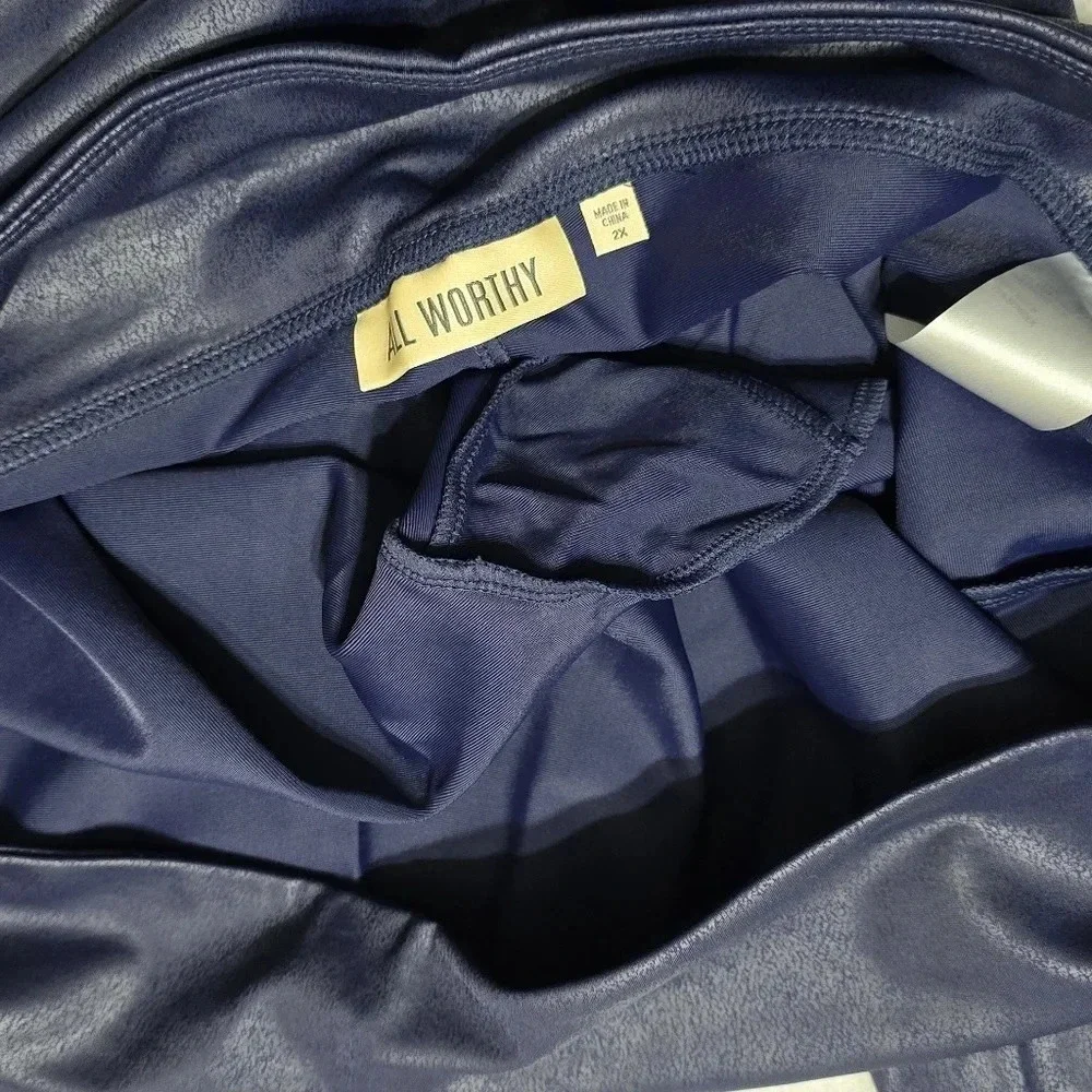 All Worthy by Hunter McGrady Navy Blue Coated High Rise Leggings, Size 2X, EUC! - Picture 6 of 7